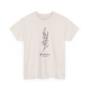 August Birth Flower Shirt, Minimalist Gladiolus Tee, Summer Birthday Gift